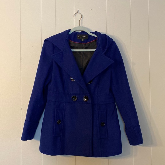 Metaphor Jackets & Coats Royal Blue Hooded Peacoat Poshmark